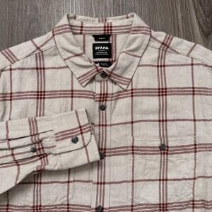 Prana Slim Fit Men's Plaid Long Sleeve Button Up Shirt Size M Flannel